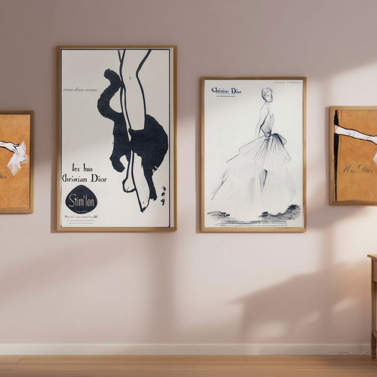 Vintage Fashion Chic – Dior-Inspired Wall Art Set - 4 Prints