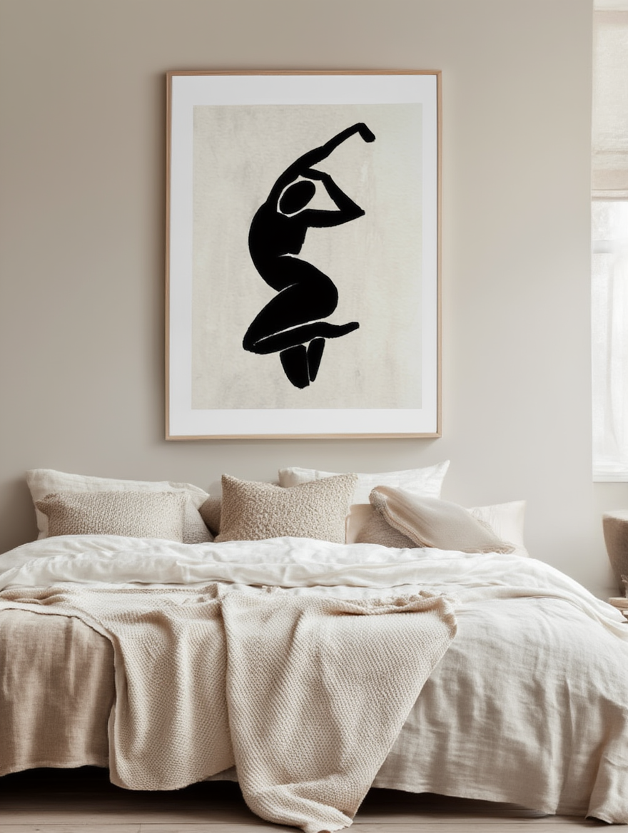 Dancing Shadow Poster - Minimal Abstract Wall Art Print