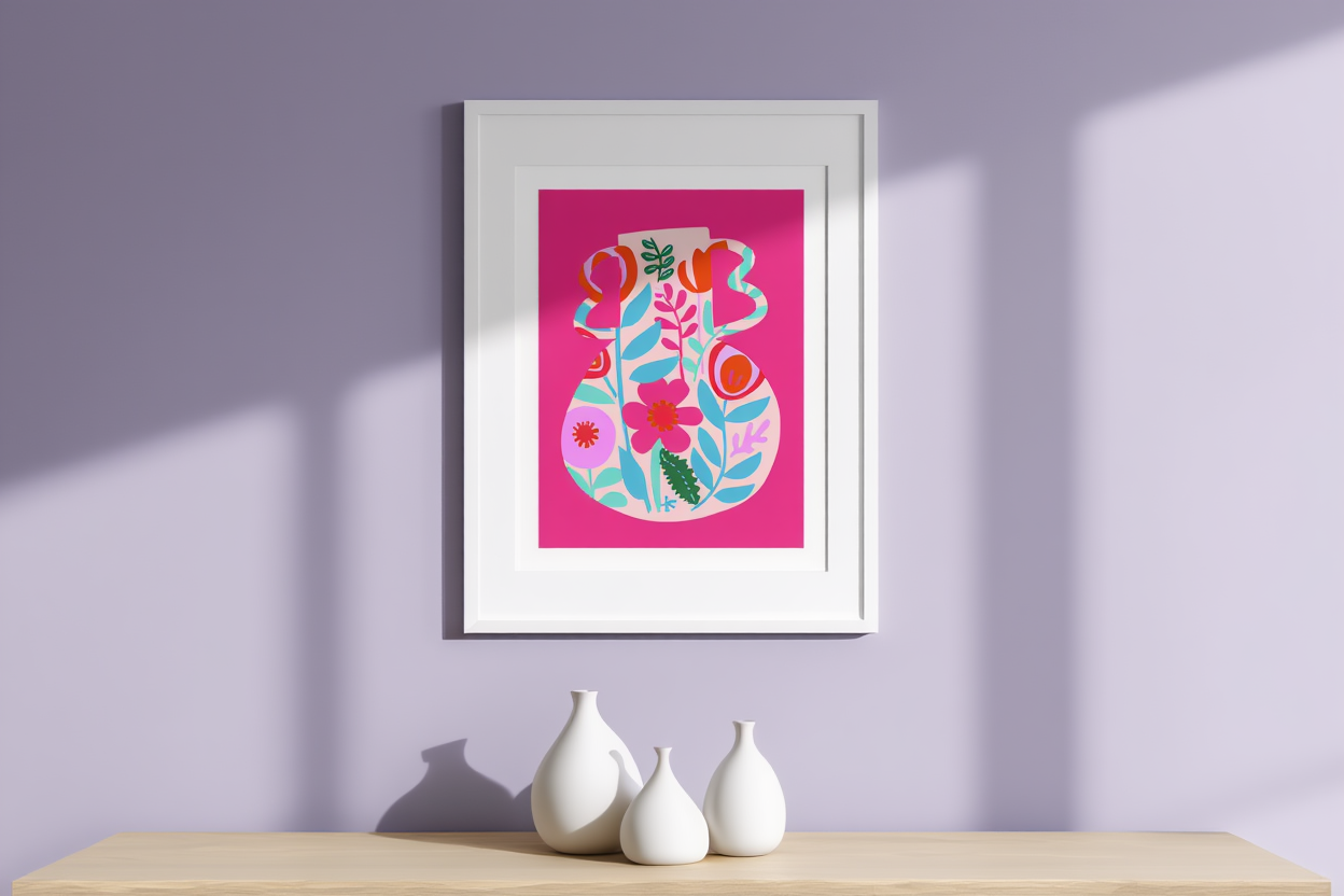 Pink Floral Vase Poster