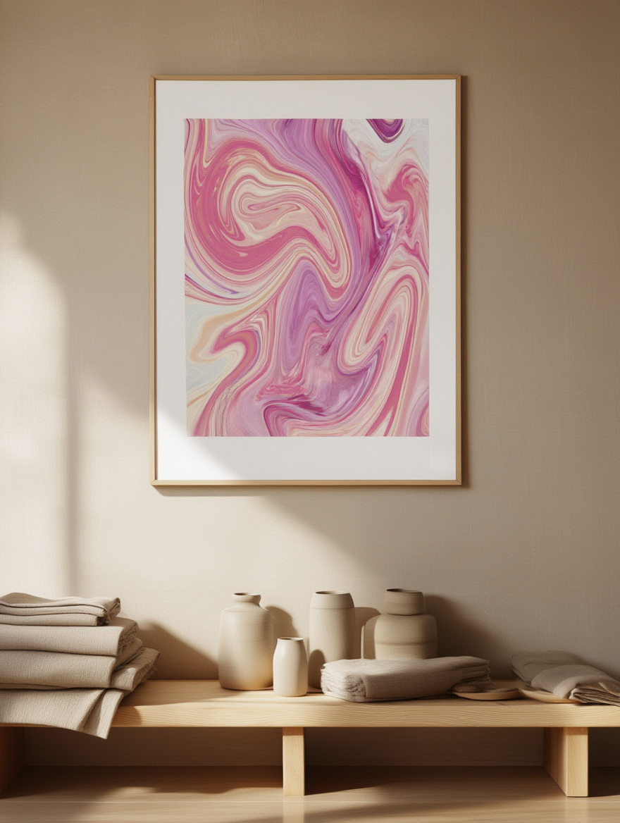 Hot Pink Swirl – Vibrant Abstract Wall Art Print