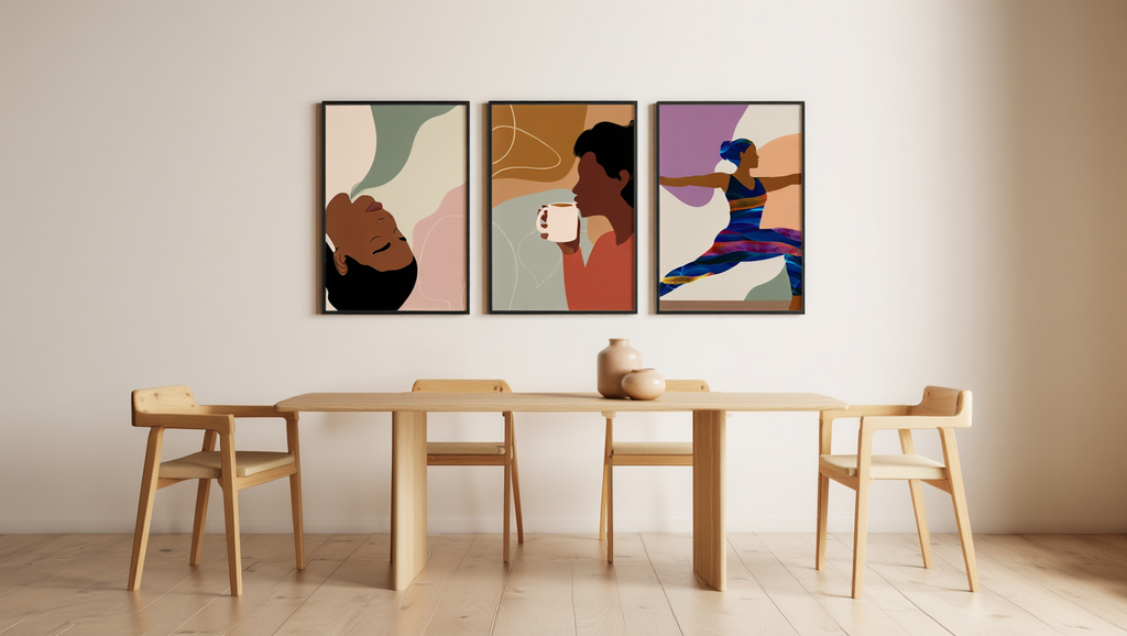 Black Women Wellness Abstract – Set of 3