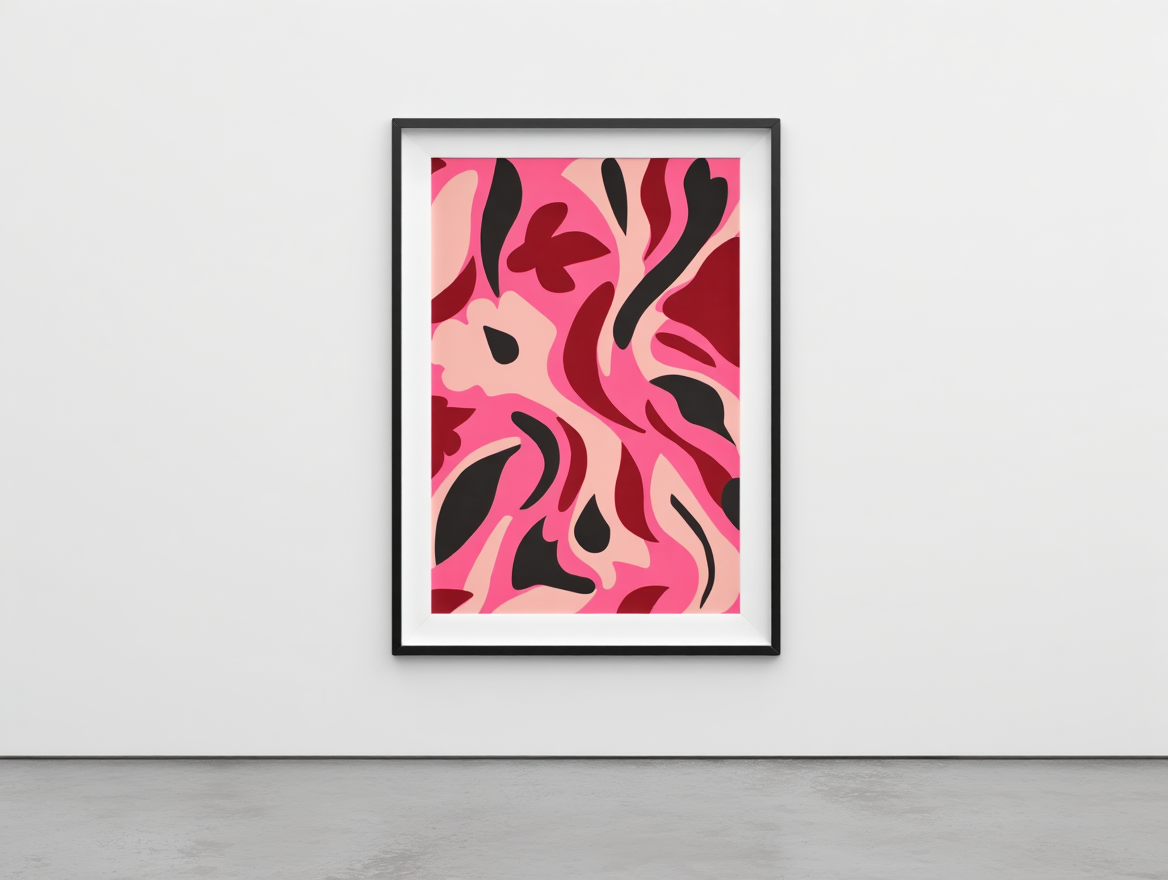 Matisse-Inspired Flower Tiger Coral Pink – Abstract Vintage Posters