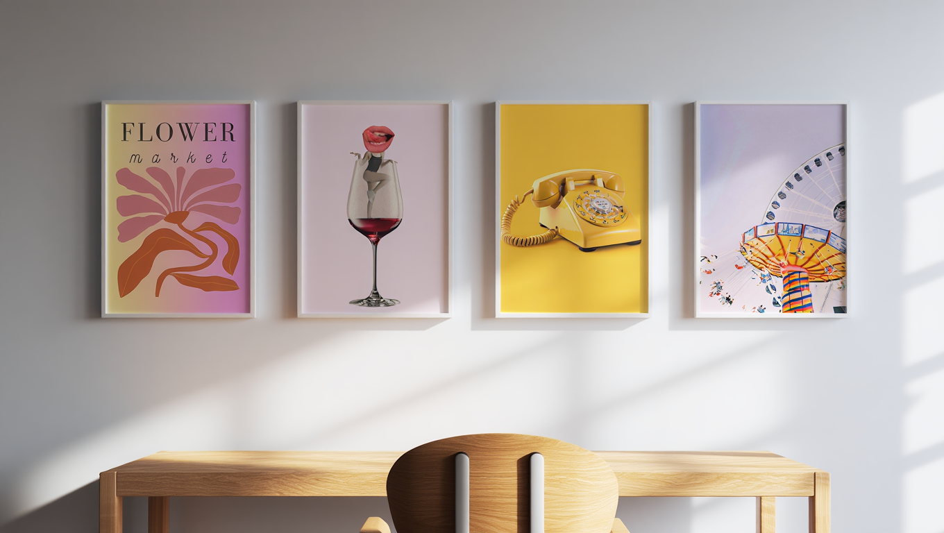 Retro Vibes – 4-Piece Wall Art Set