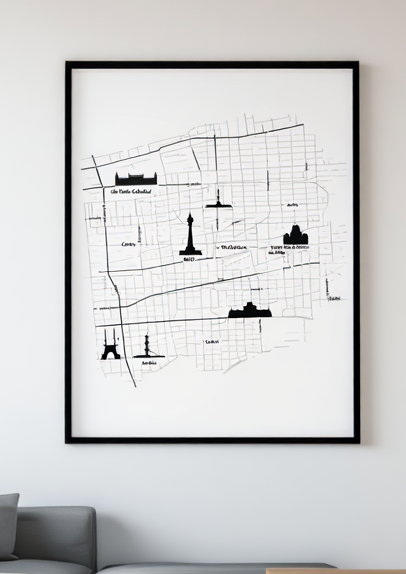 São Paulo City Map Poster – Minimalist Black & White Urban Wall Art Print