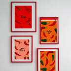 Red Spicy Peppers – Set of 4 Prints - Hakyarts