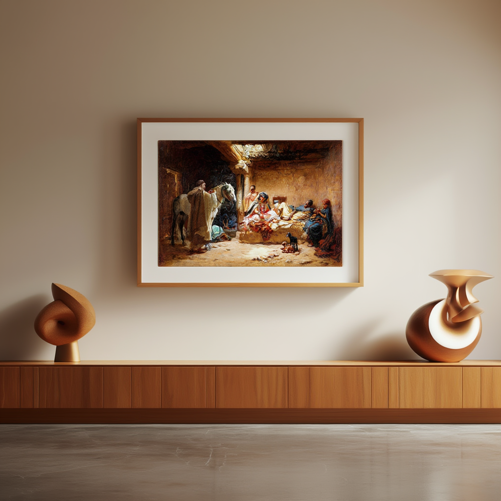 An Interior in Biskra – Frederick Arthur Bridgman Poster | Orientalist Interior & Daily Life Art Print