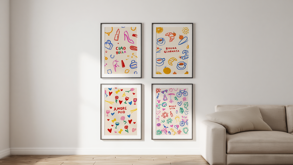 Bella Vita – 4 Italian-Inspired Retro Food Posters