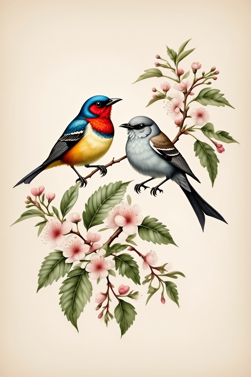 Hummingbirds Floral – 4 Prints