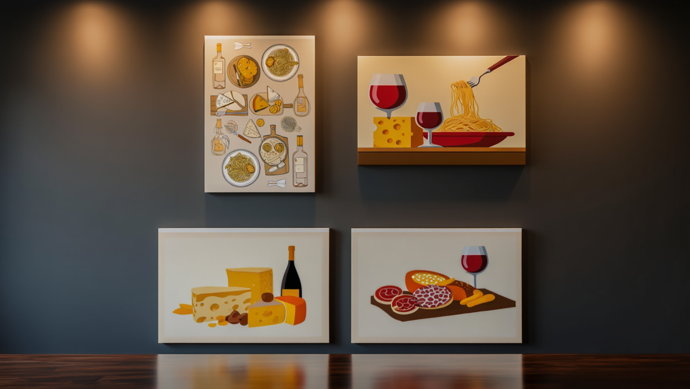 Wine & Cheese - Set of 4 Art Prints