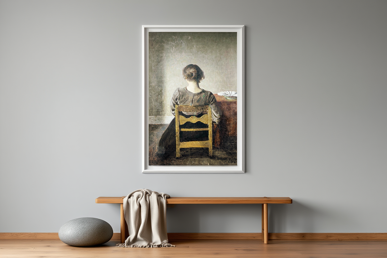 Rest – Minimalist Interior Art Print by Vilhelm Hammershøi, 1905