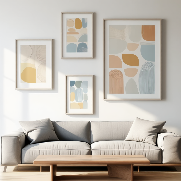 Nordic Abstract – Dining Room Set of 4 Modern Prints