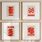 Modern Red Pepper Posters – Minimalist Kitchen Decor - Hakyarts