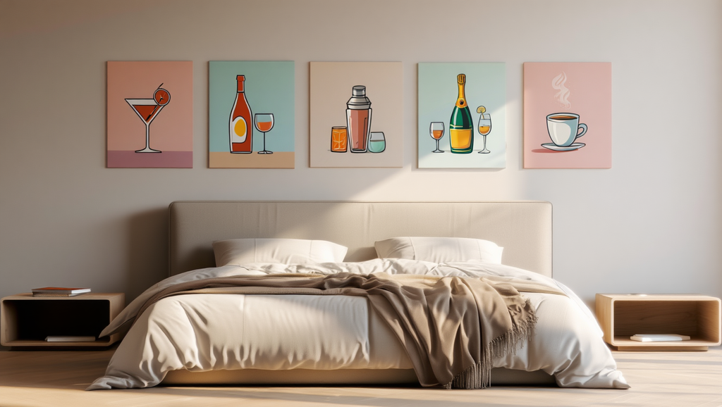 4-Piece Cocktail Bar Cart Art Set – Plus 1 Free Print