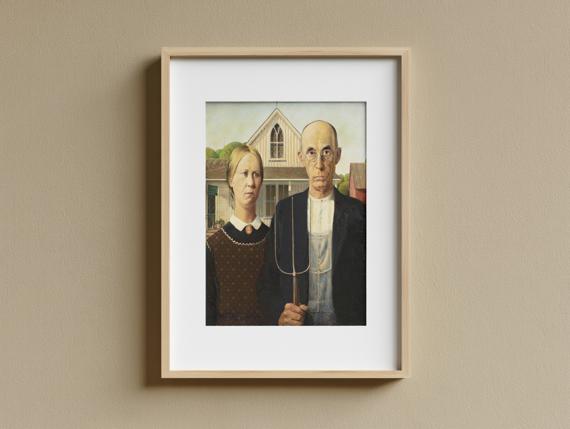Grant Wood – American Gothic, 1930 – American Regionalist Art Print | Iconic Wall Decor