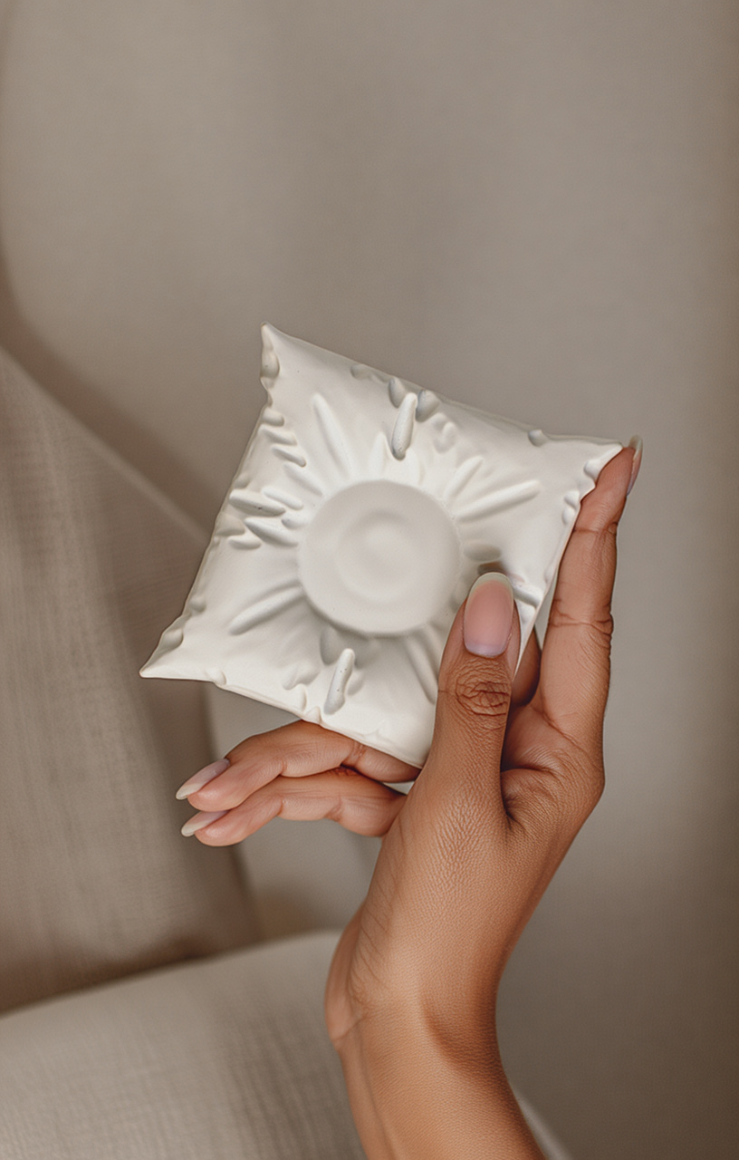 Minimalist Pillow Shaped Candle Tray – White Cream  Home Decor