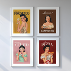 4 Vintage Italian Food Lovers Posters – Retro Pasta, Pizza & Culinary Wall Art - Hakyarts