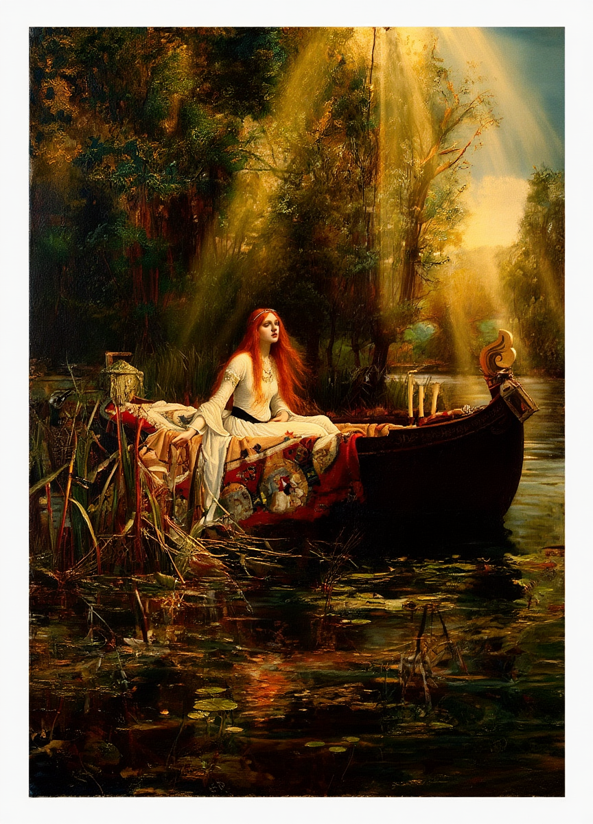 The Lady of Shalott Illuminated – John William Waterhouse 1900 Art Print