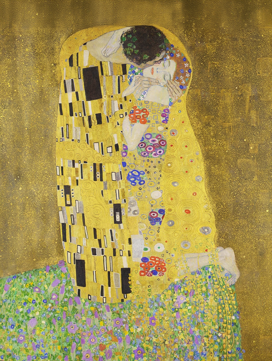 Set of 2 Wall Art Prints | Gustav Klimt The Kiss & Striped Vase Print | Hue 2