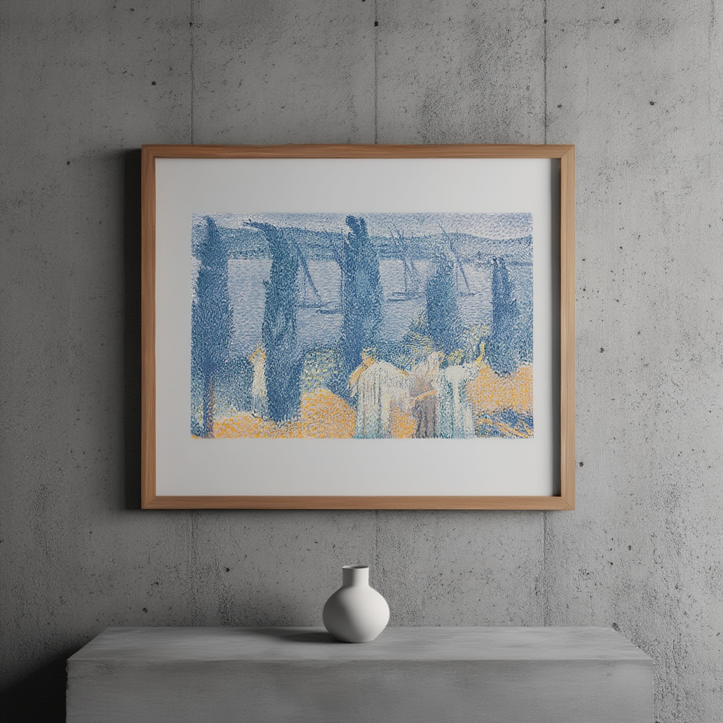 Henri-Edmond Cross - Promenaden - Landskab med cypresser | HakyArts