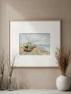 Fishing Boats on the Beach at Saintes-Maries – Vincent van Gogh Poster | Post-Impressionist Seascape & Coastal Art Print