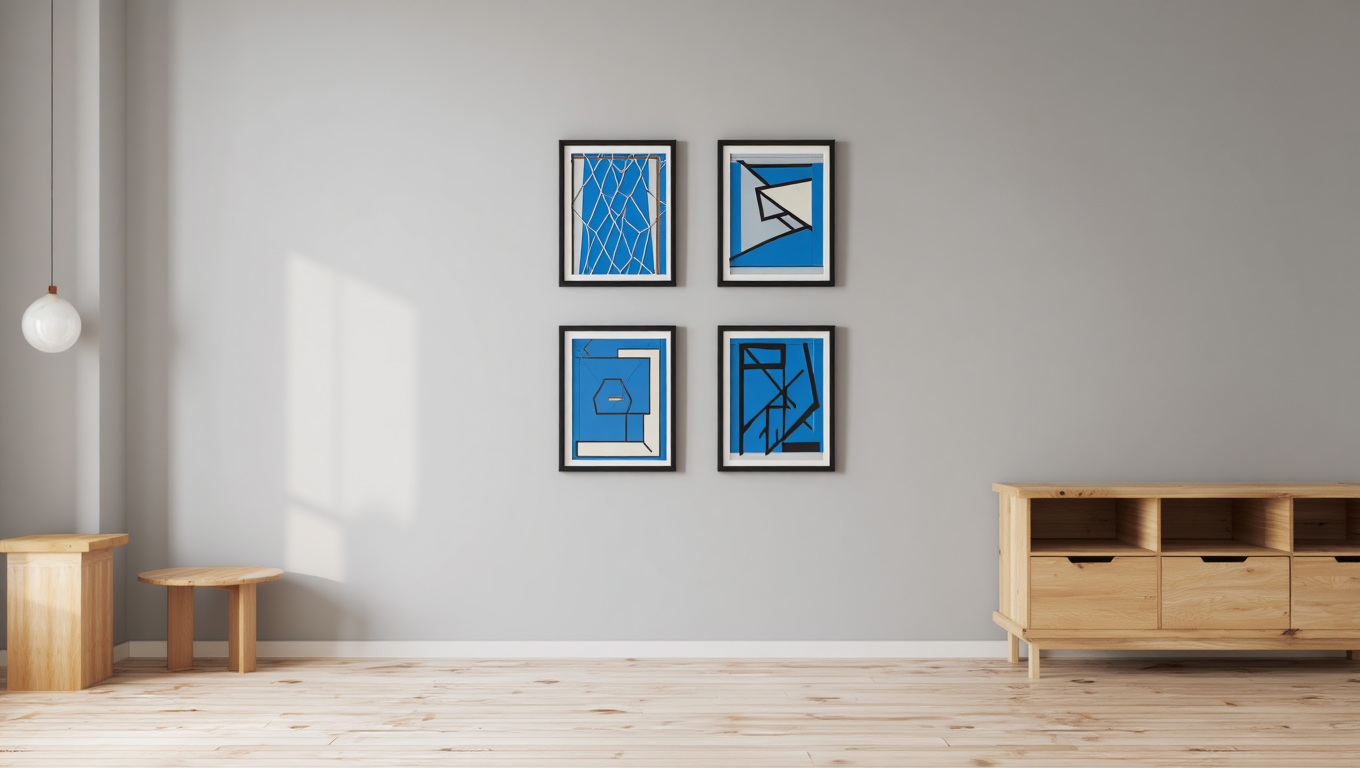 Klein Blue Geometric Collection – Set of 4