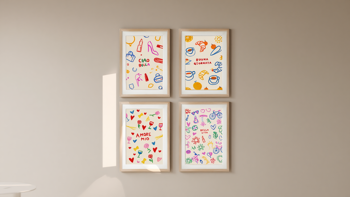 Bella Vita – 4 Italian-Inspired Retro Food Posters