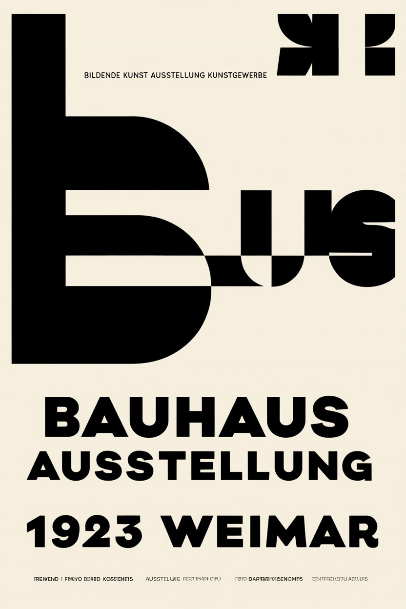 Bauhaus Wall Art Set of 3 – Barcelona Chair Print, Minimalist Furniture Sketches & Bauhaus Ausstellung 1923 Weimar Poster
