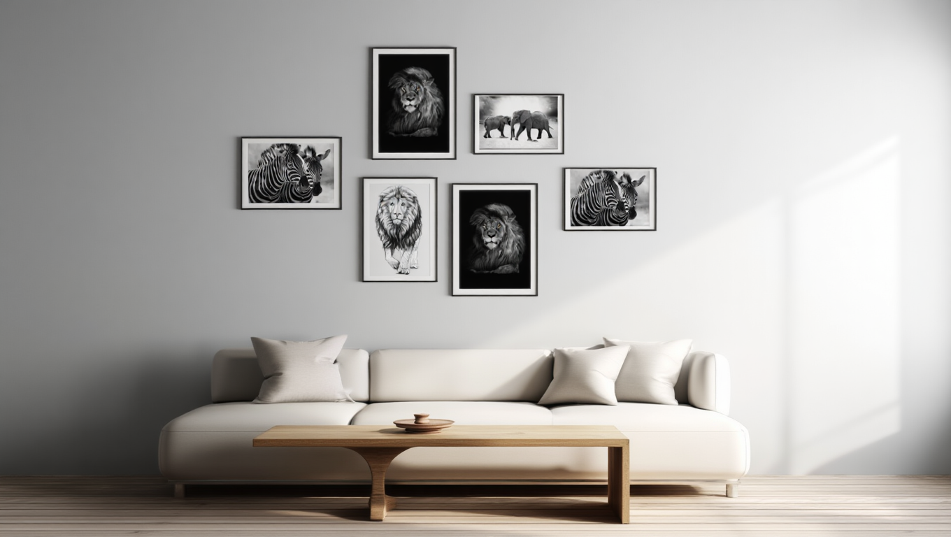 Black & White Animal Art Collection – 5 Minimalist Prints