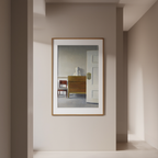 Interior with a Bust – Minimalist Interior Art Print by Vilhelm Hammershøi