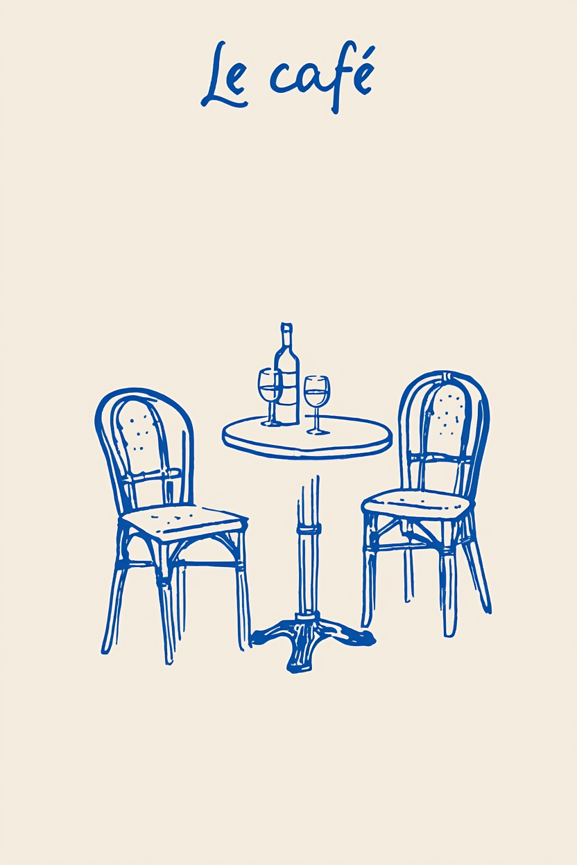 Le Café – Minimalist Art Print for Kitchens & Contemporary Interiors
