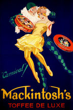 Carnival! Mackintosh’s Toffee de Luxe by Jean d’Ylen – Art Deco Advertising Poster Print - Hakyarts