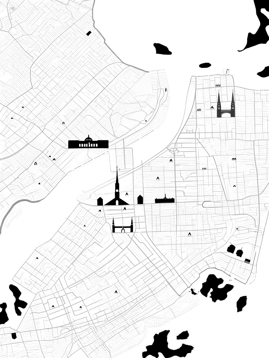 Stockholm City Map Poster – Minimalist Black & White Urban Wall Art Print