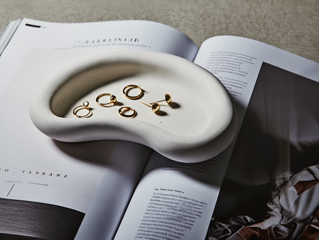 Minimalist Pea Moon Plaster Storage Tray – White Cream  Home Decor