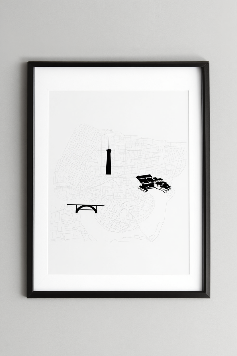 Porto City Map Poster – Black and White Minimalist Wall Art Print