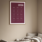 2026 Burgundy Calendar – Minimalist Wall Planner