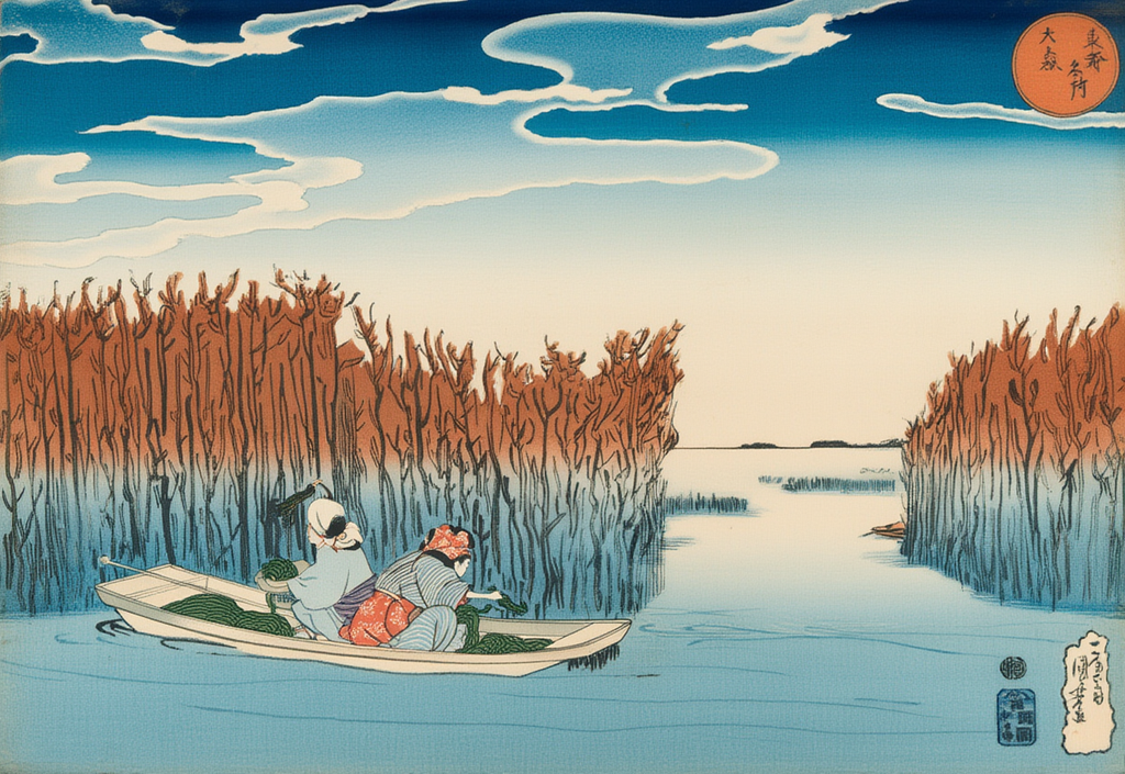 Ōmori – Famous Places in the Eastern Capital by Utagawa Kuniyoshi – Vintage Japanese Woodblock Print