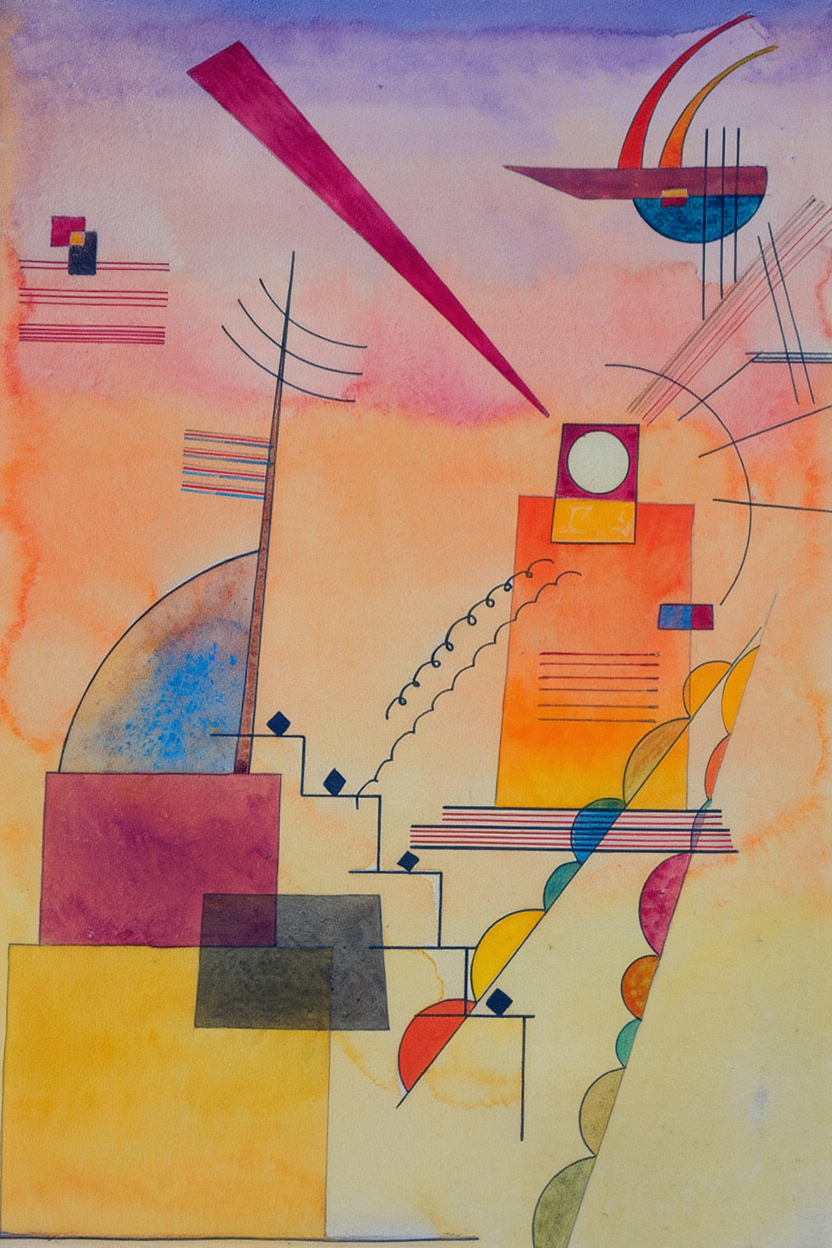 Set of 2 Red Hue Bird & Wassily Kandinsky Ins Violett (Into Violet) Prints | Contemporary Wall Art Se