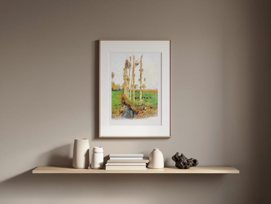 A Poplar-Lined Avenue with Turkeys – Marie Egner | Classic Landscape Art Print