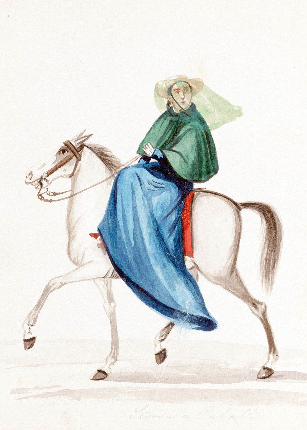 An Elegantly Dressed Woman on Horseback - Hakyarts