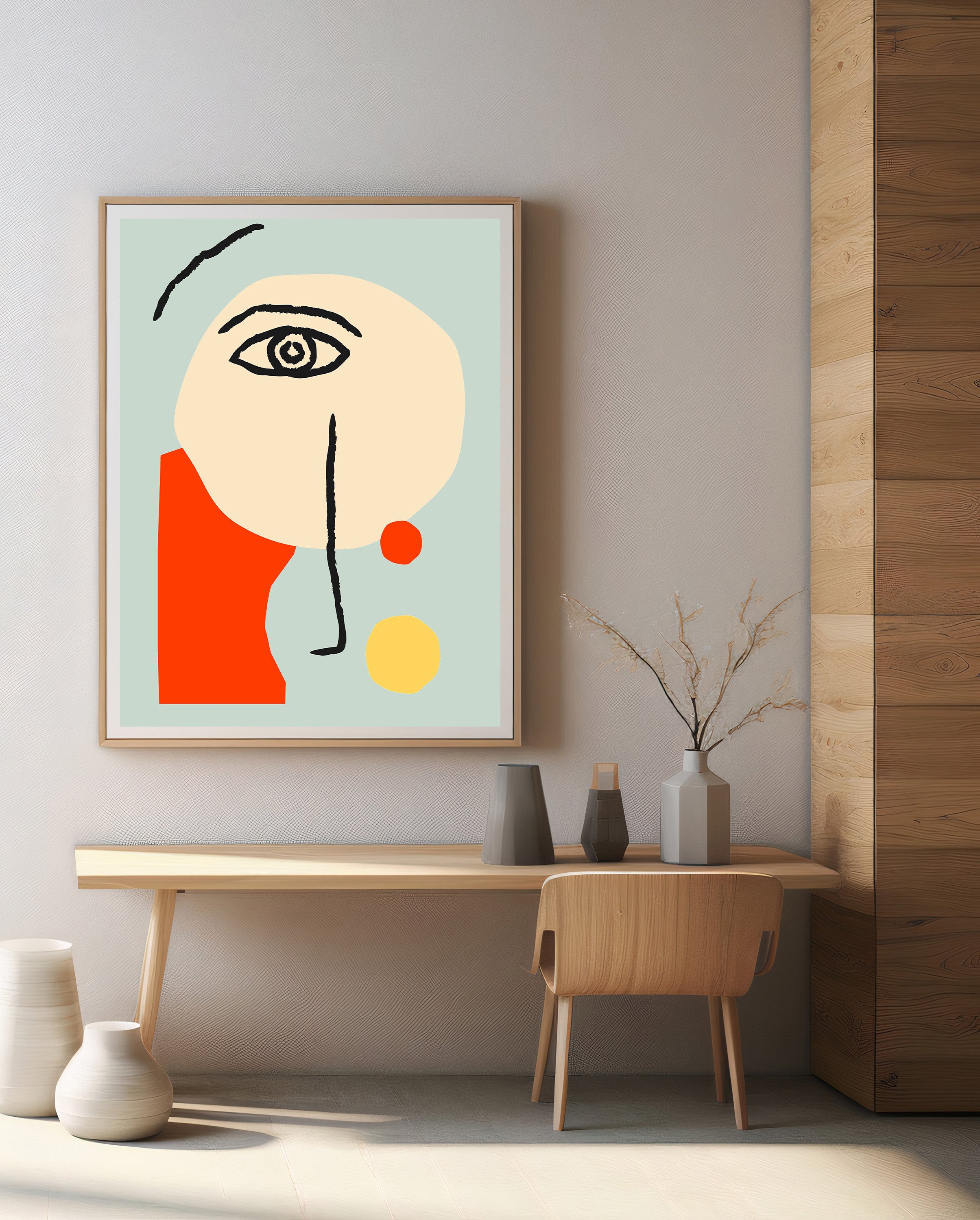 Modern Faces Abstract Cubist Art in Earth Tones