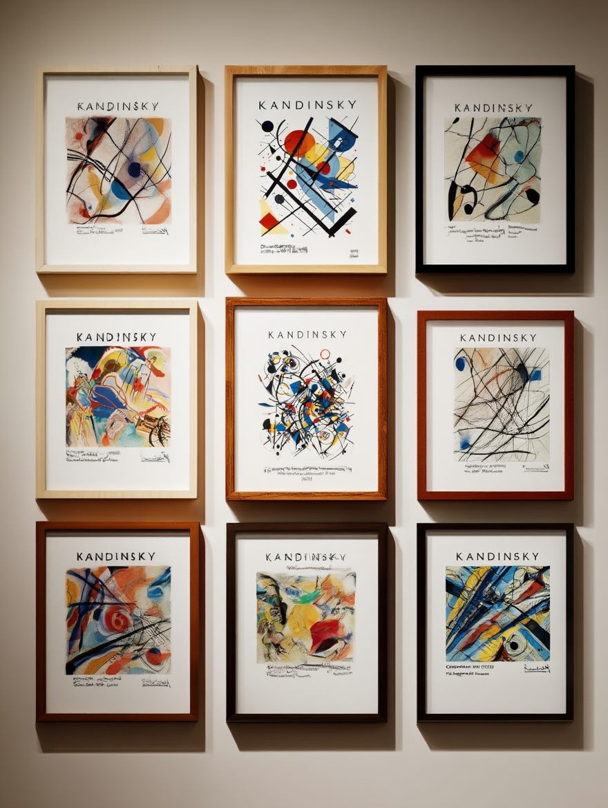 Kandinsky Abstract Geometry  – 6 Colorful Bauhaus Prints | Modern Gallery Wall Décor for Living Room, Bedroom & Office