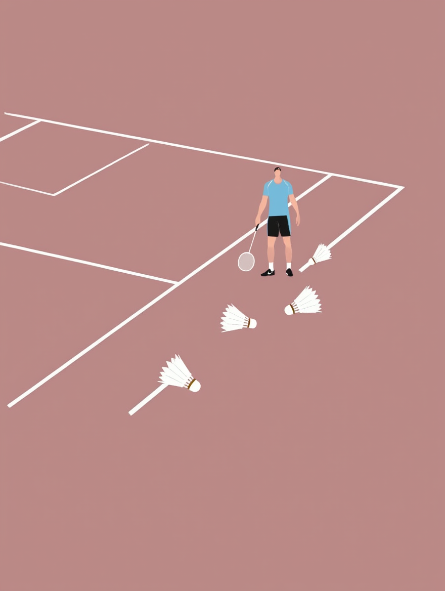 Badminton Court Art Print – Minimalist Sports Wall Art for Modern Interiors