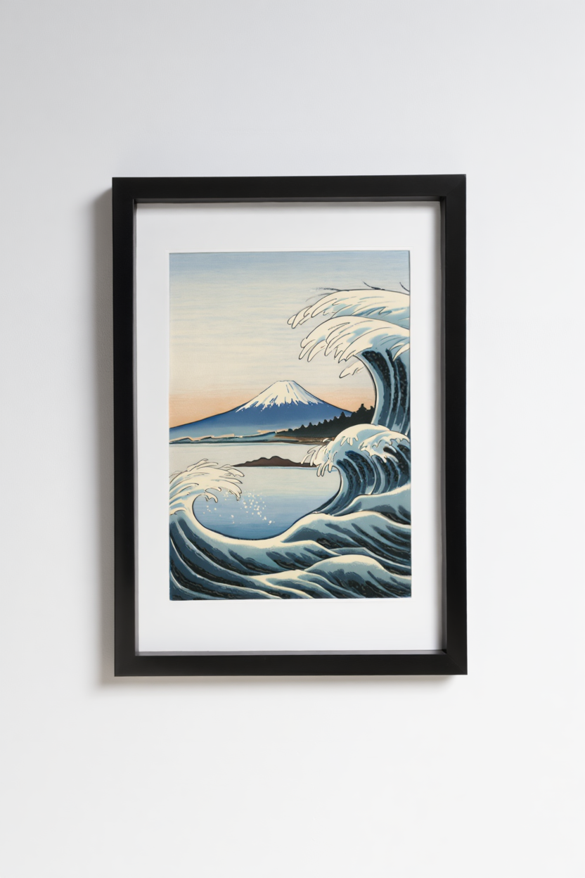 6 Japanese Art Posters – Ohara Koson & Hokusai Inspired, Mount Fuji Sunrise & Giant Wave Canvas Prints for Modern Wall Decor