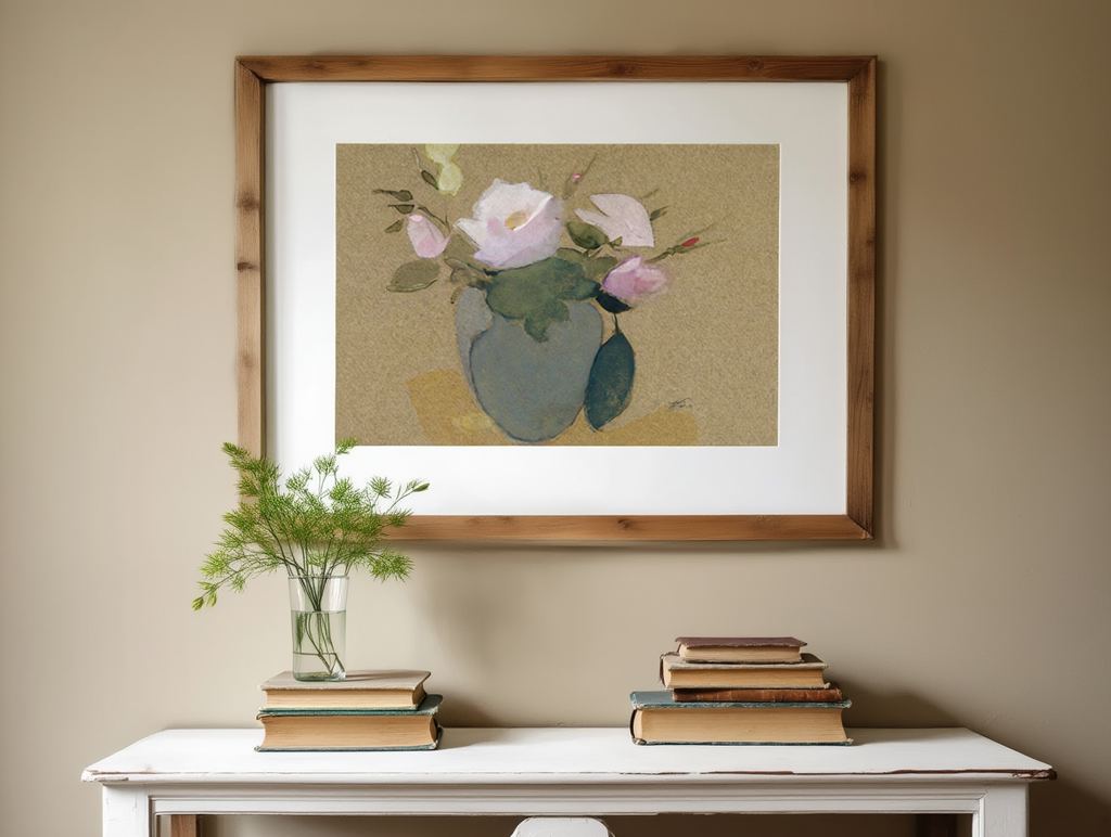 Helene Schjerfbeck - Roses in a Blue-Green Vase