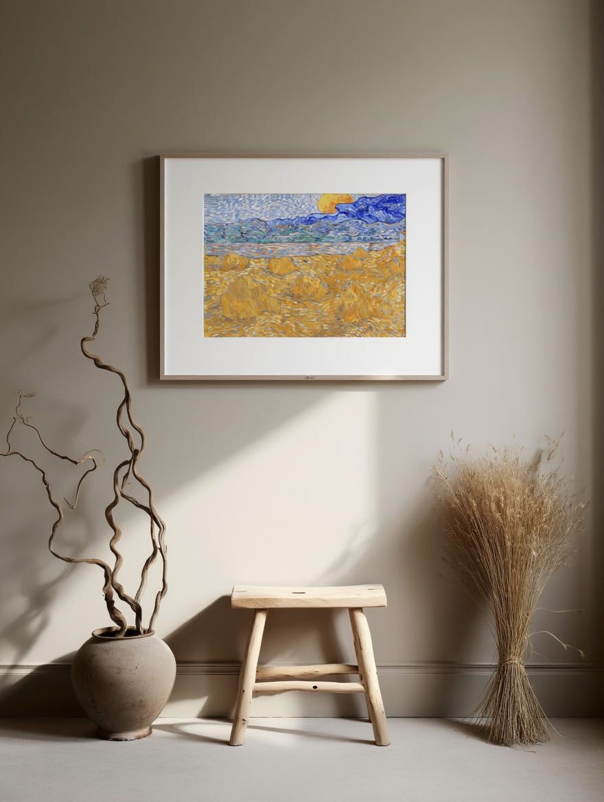 Vincent Van Gogh - Landscape with Wheat Sheaves and Rising Moon