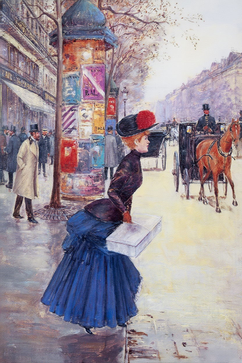 Jean Béraud  - Jeune Femme Traversant le Boulevard