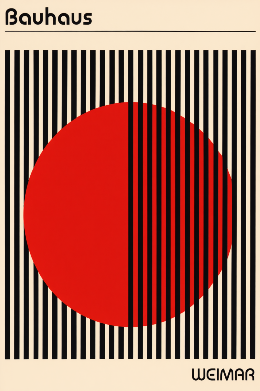 Red Wall Art Set of 3 – Bauhaus Geometric Poster, Pug Fashion Dog Print & Red Telephone Art