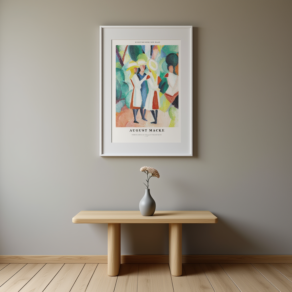 August Macke - Three Girls in Yellow Straw Hats Poster