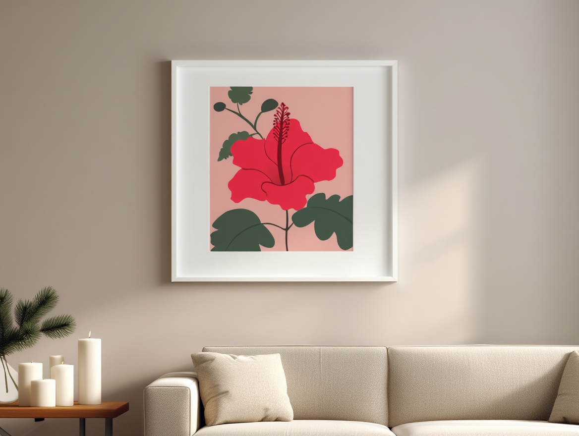 Red Hibiscus – Floral Art Print