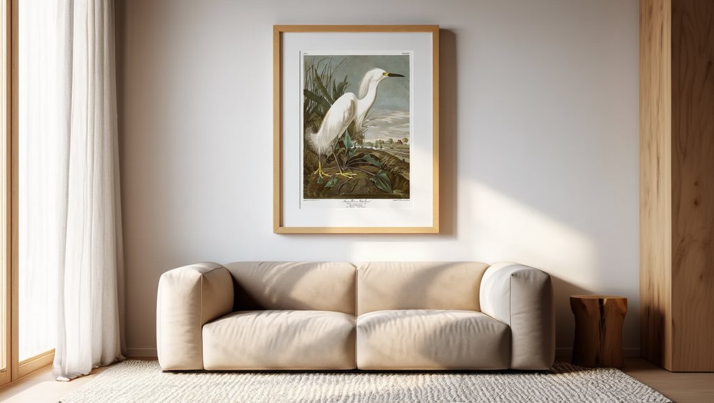 John James Audubon – Snowy Heron – Iconic Natural History Art Print